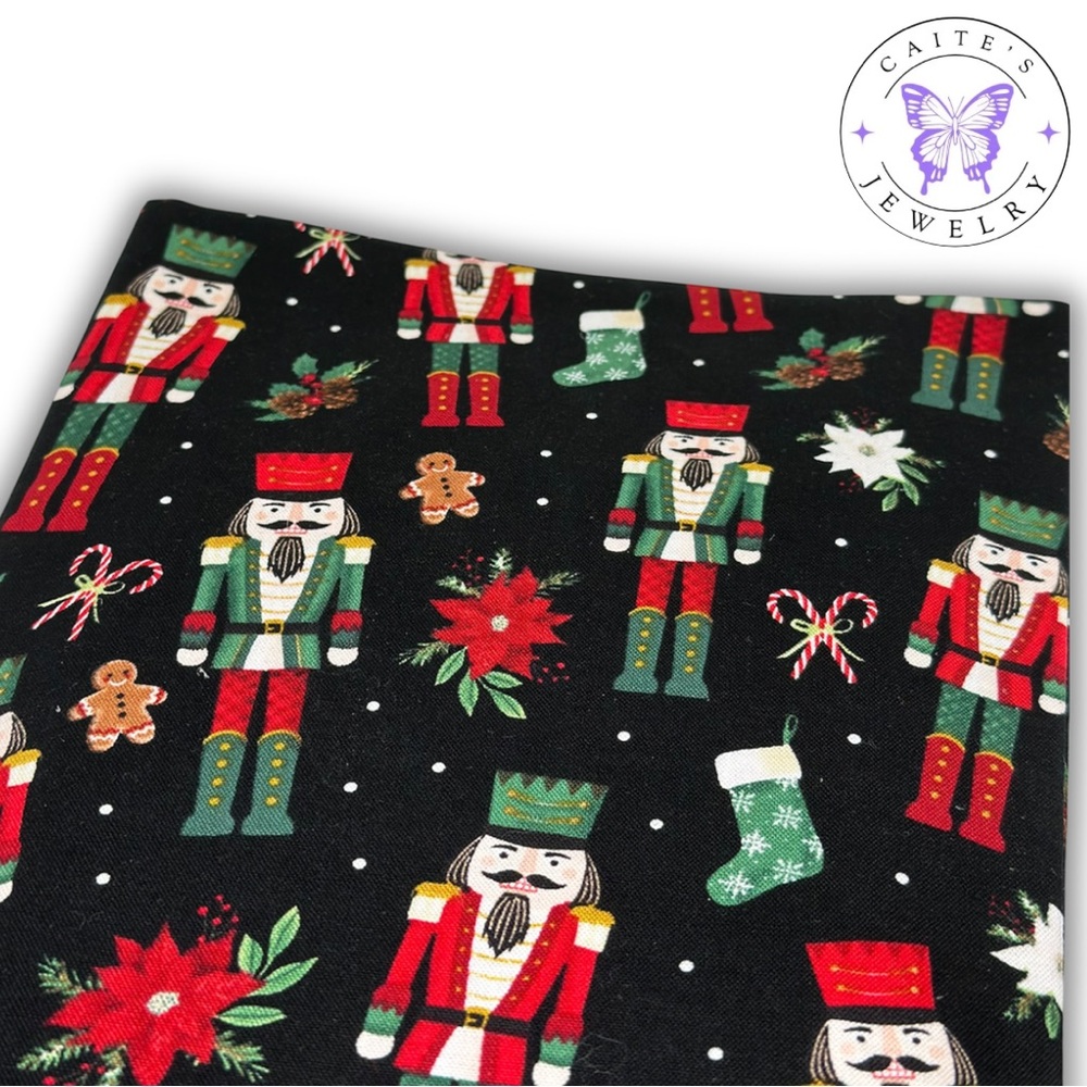 Handmade Small Book/Kindle Sleeve with a Nutcracker Fabric